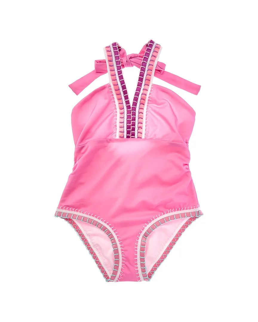 Rainbow Embroidered V-Neck One-Piece by PQ Swim