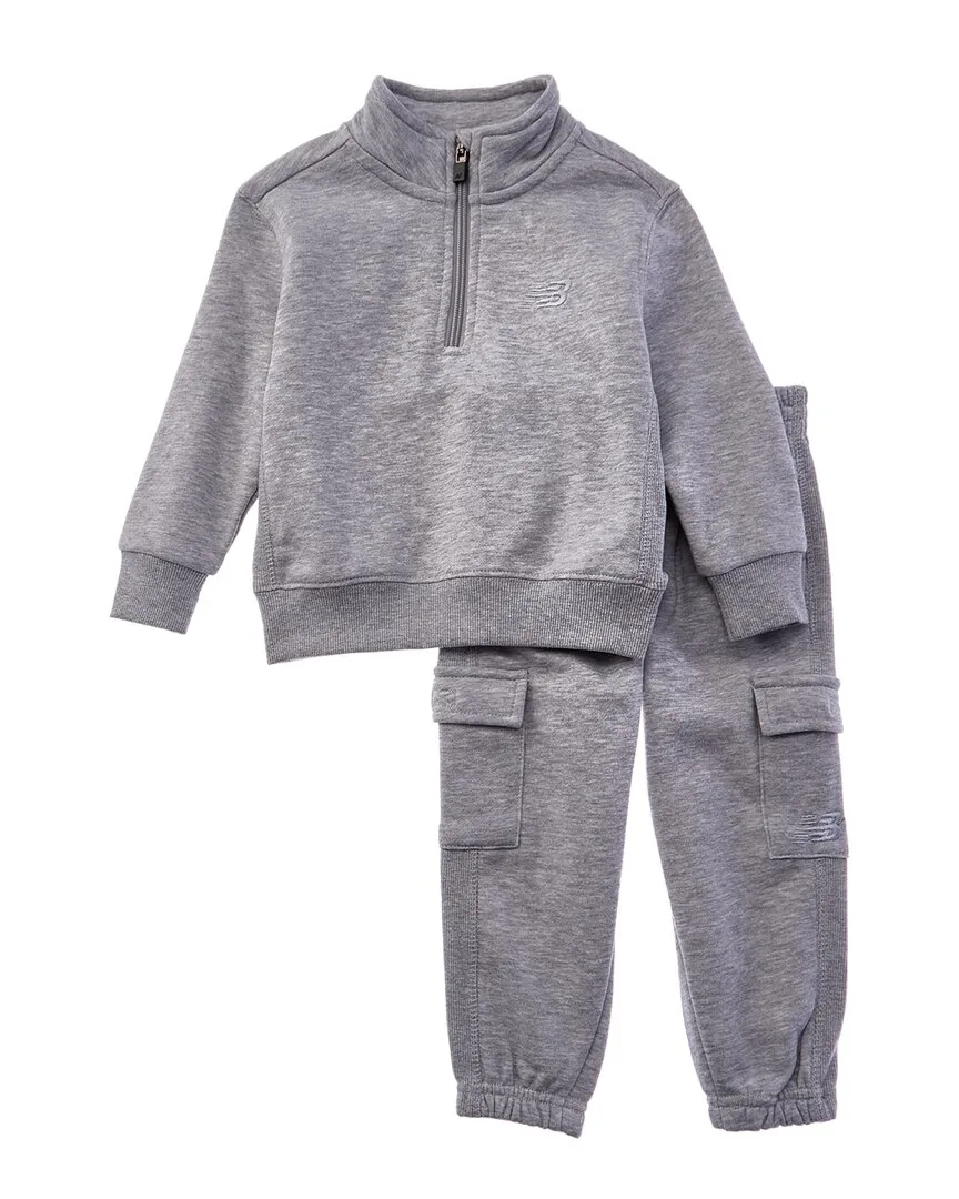 2Pc Fleece 1/2-Zip Pullover & Cargo Jogger Set by New Balance