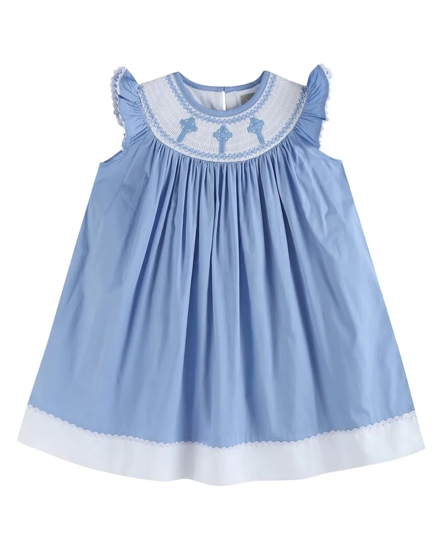 Crosses Smocked Bishop Dress by Lil Cactus