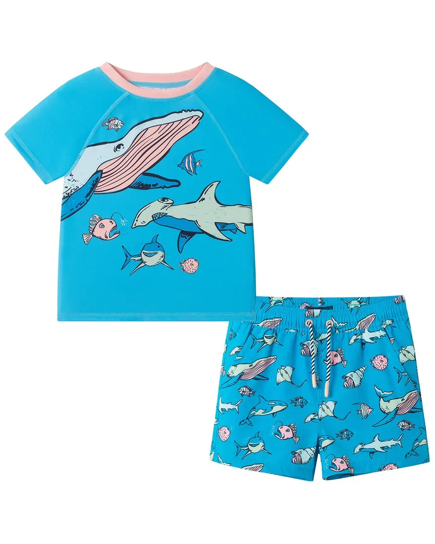2Pc Aqua Deep Sea Graphic Rashguard Set by Andy & Evan