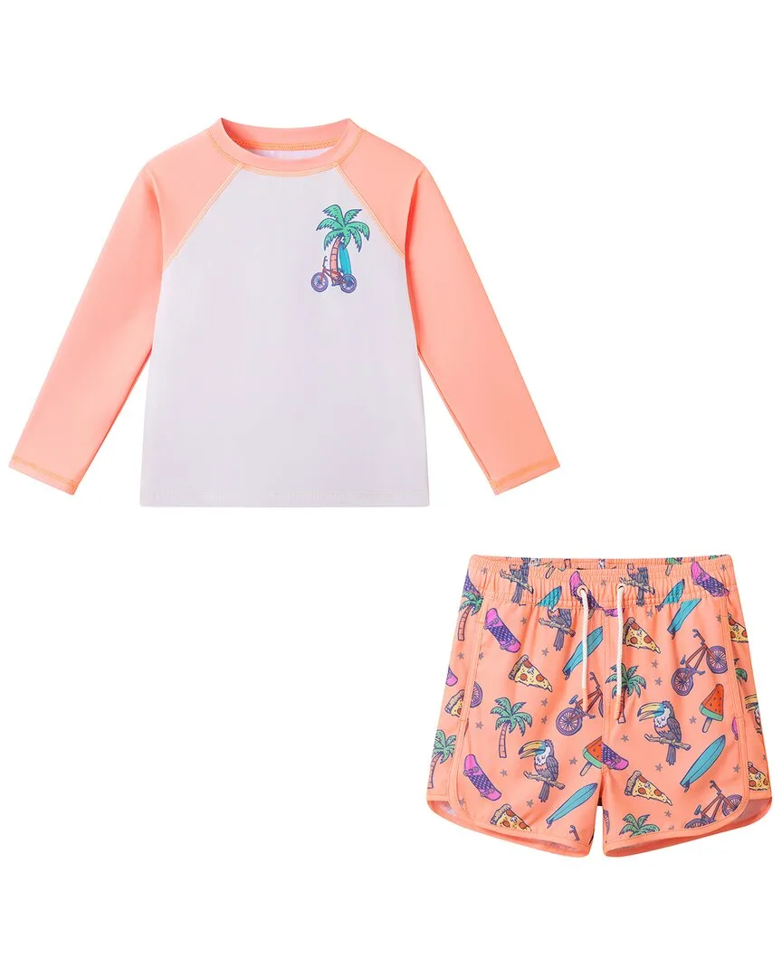 Orange Palm Rashguard Set by Andy & Evan