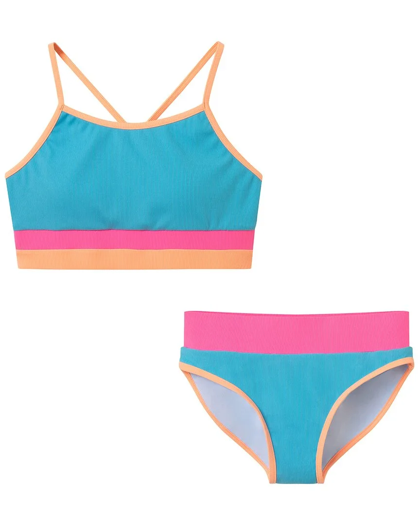 Blue Rib Colorblock Bikini by Andy & Evan