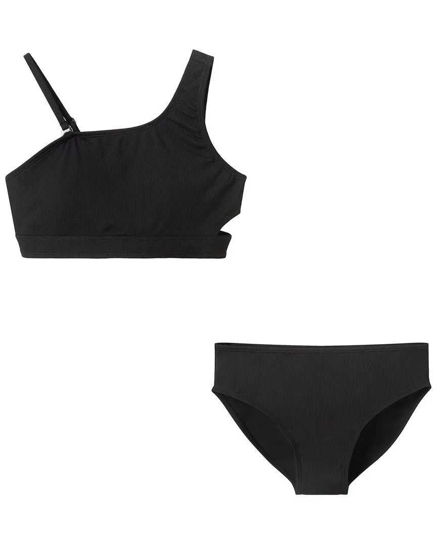 Black Rib Asymmetrical Bikini by Andy & Evan