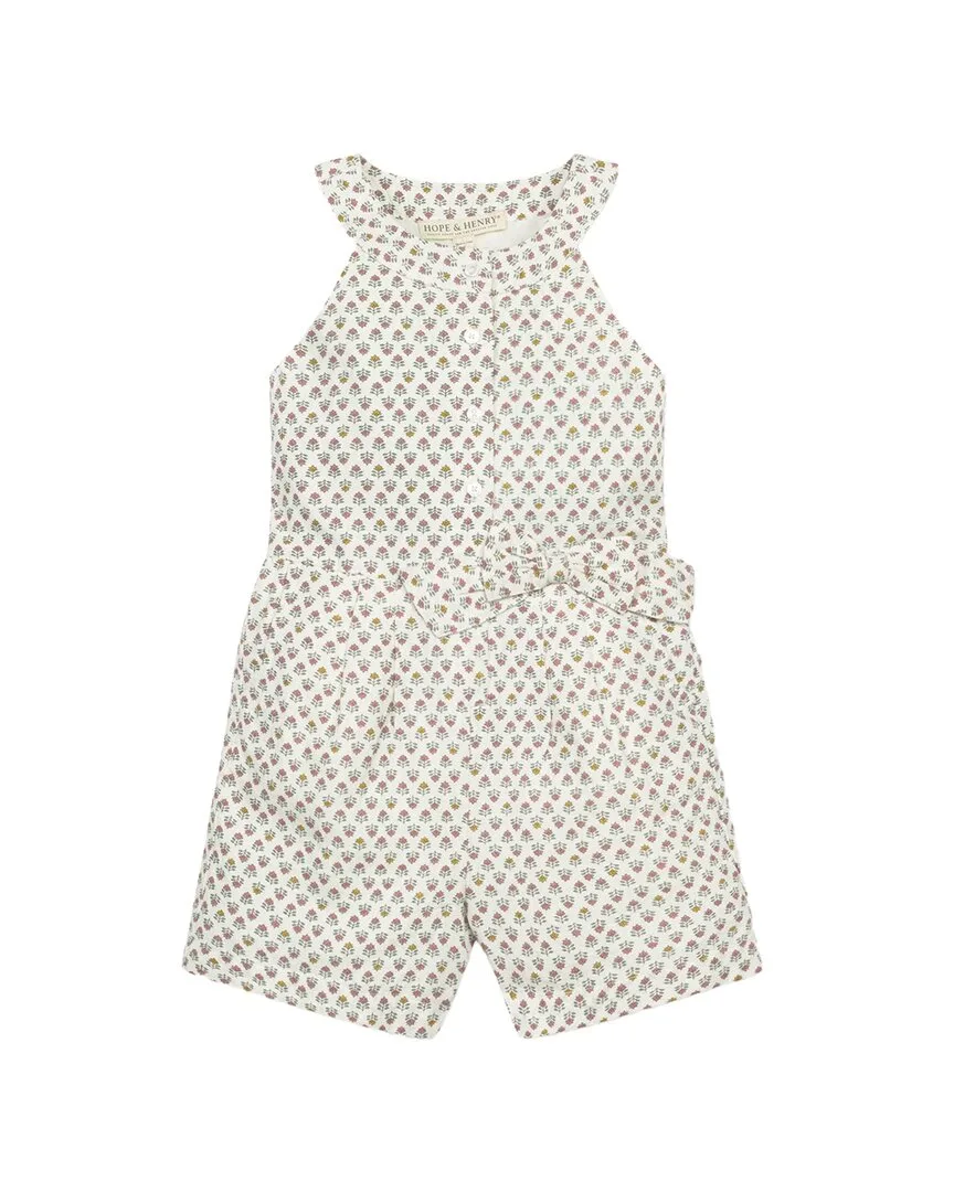 Button Front Halter Linen-Blend Romper by Hope & Henry
