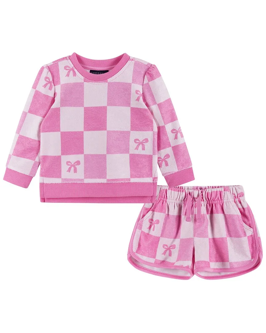 Checkered Bow Terry Pullover by Andy & Evan