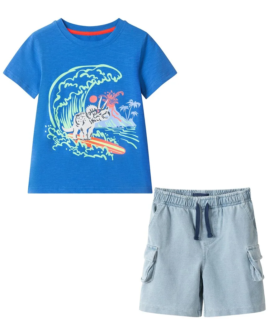 Surfing Dino Graphic T-Shirt and Short Set by Andy & Evan