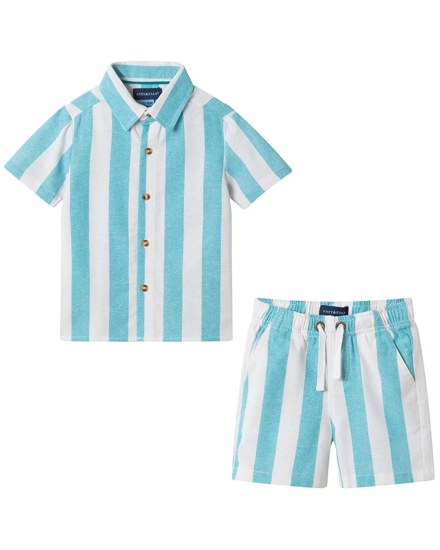 2Pc Oxford Shirt & Short Set by Andy & Evan