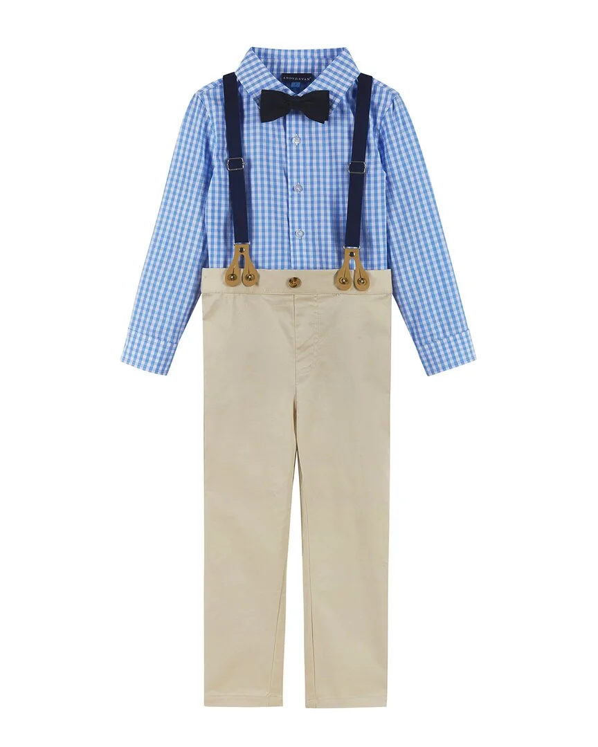 Lt Blue Plaid Button-Down Set by Andy & Evan