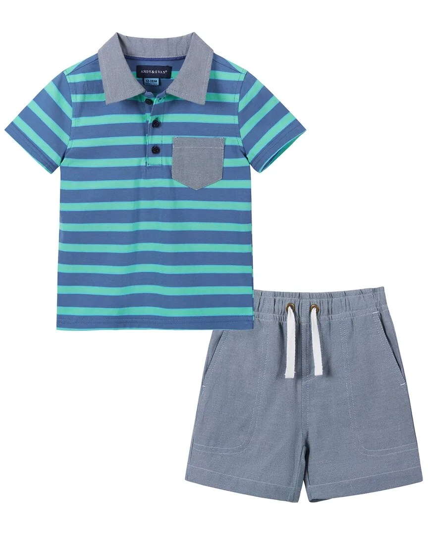 Pique Polo Shirt and Short Set by Andy & Evan