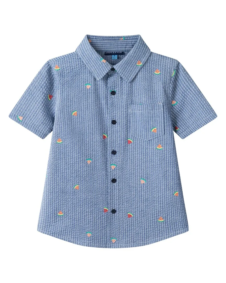 Watermelon Seersucker Shirt by Andy & Evan