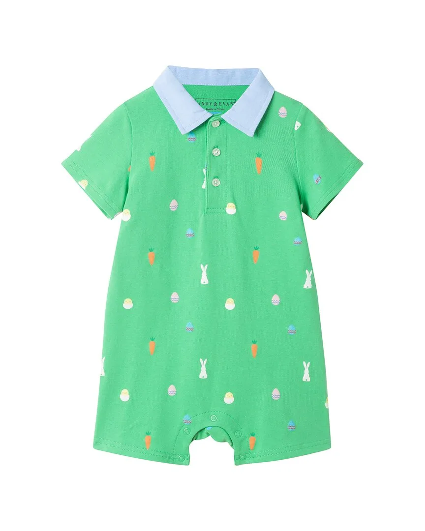 Printed Polo Romper by Andy & Evan