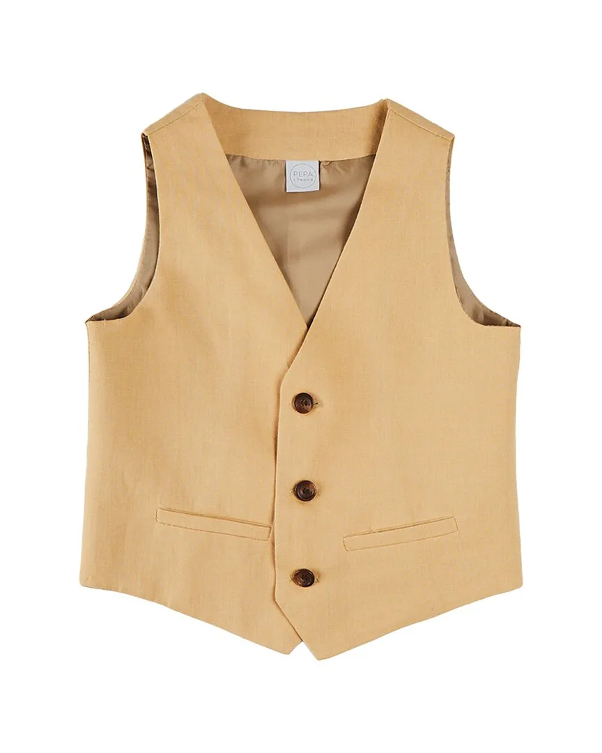 Plain Light Linen-Blend Vest by Pepa London