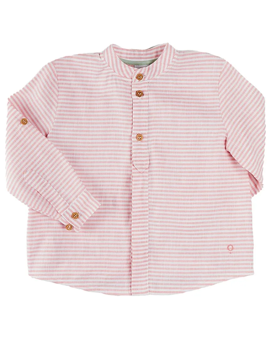 Hertford Striped Mao Collar Linen-Blend Shirt by Pepa London