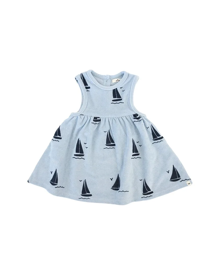 Denim Sailboats Print Tank Dress by Oh Baby