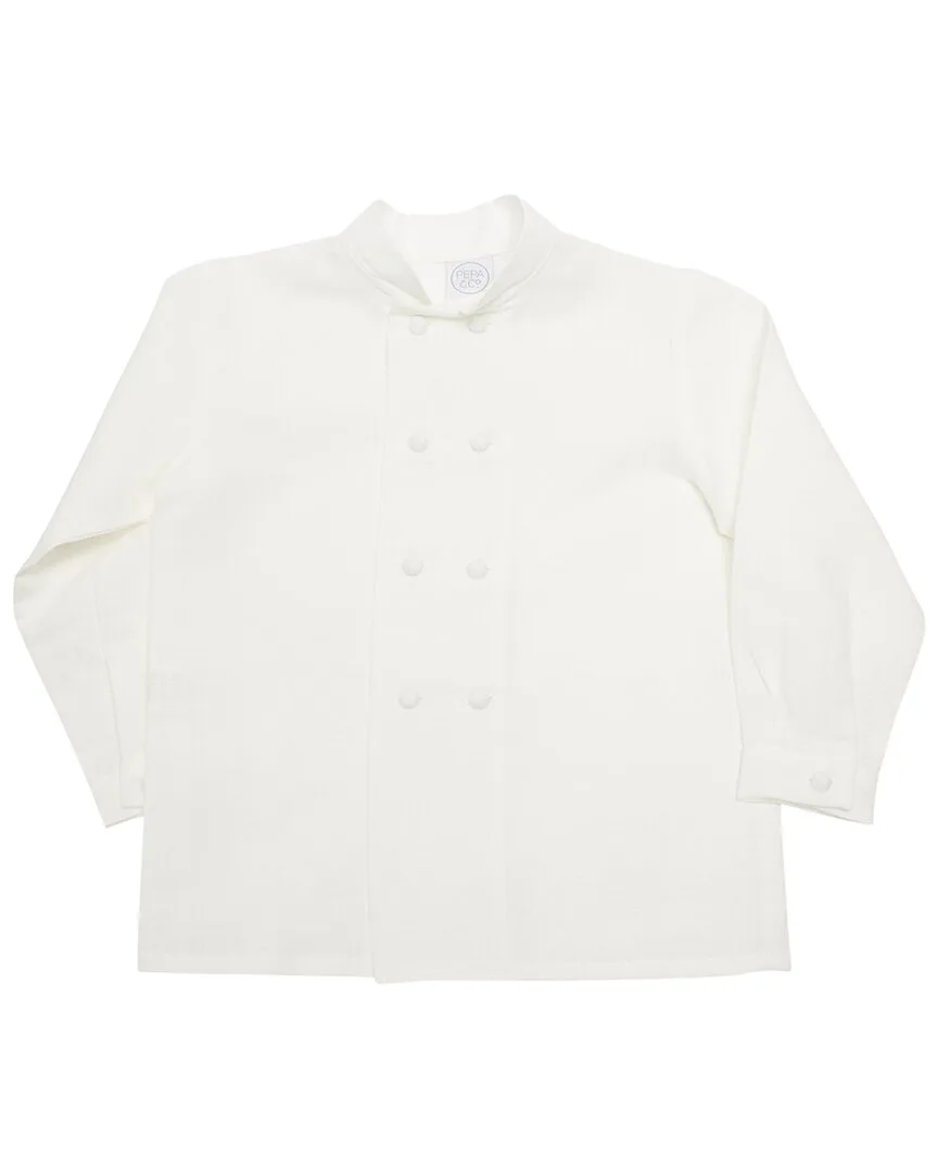 Double-Breasted Mandarin Collar Linen-Blend Shirt by Pepa London