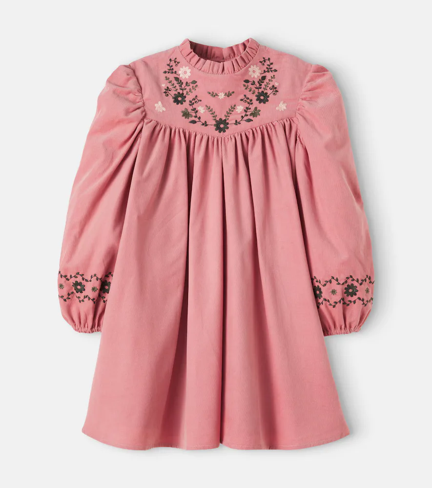Pauline Embroidered Cotton Corduroy Dress by Bonton