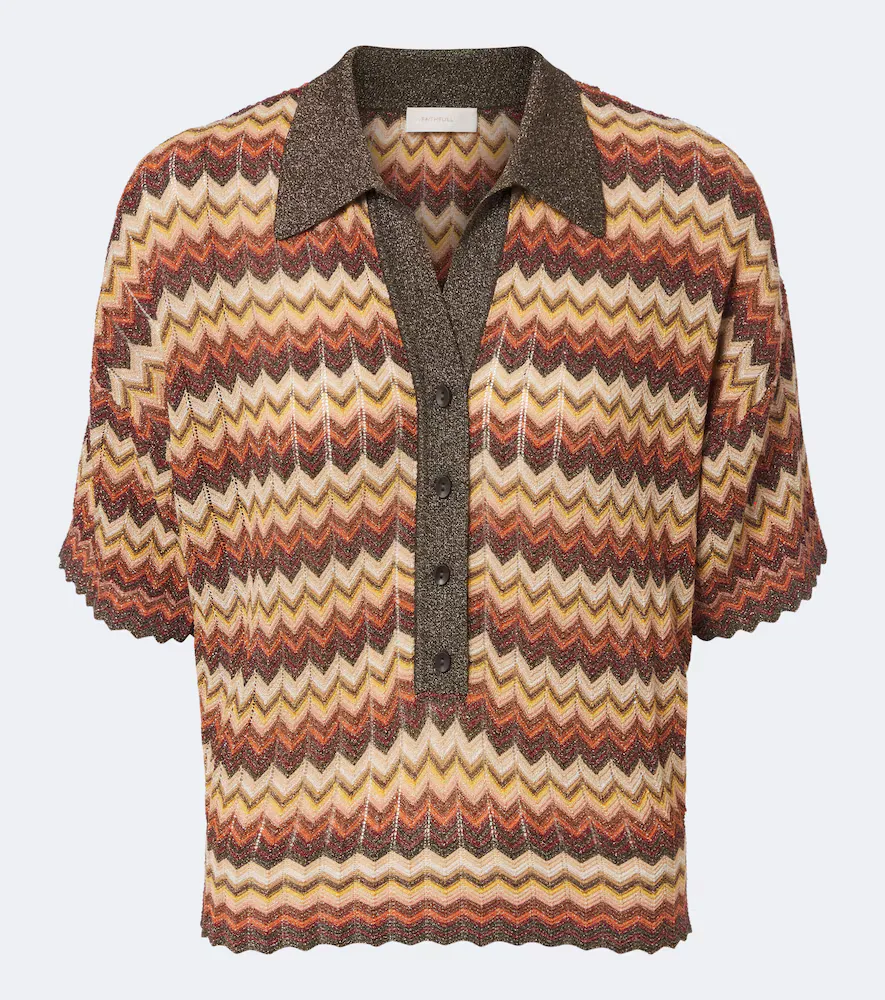 Raya Chevron Lamé Polo Sweater by Faithfull