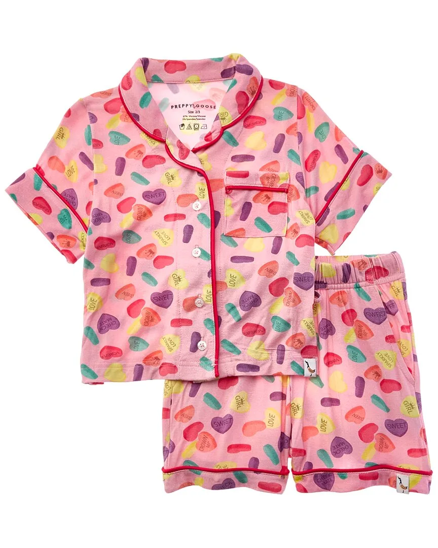 2Pc Candy Heart Pajama Set by Preppy Goose