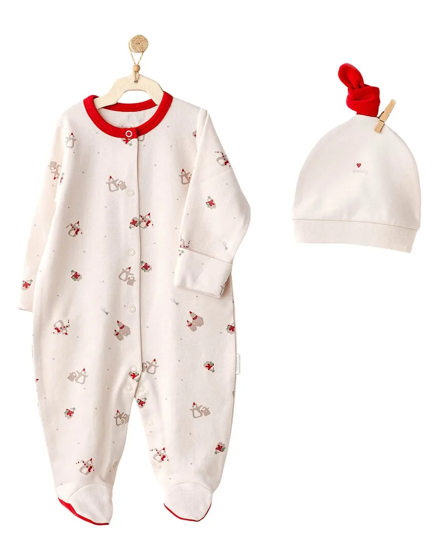 Penguin Trim Babygrow & Beanie Set by Andywawa