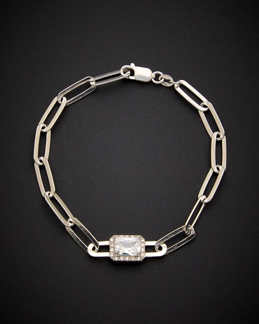 18K Italian Gold Over Silver 1.65 ct. tw. White Topaz & Diamond Bracelet by Italian Gold Over Silver
