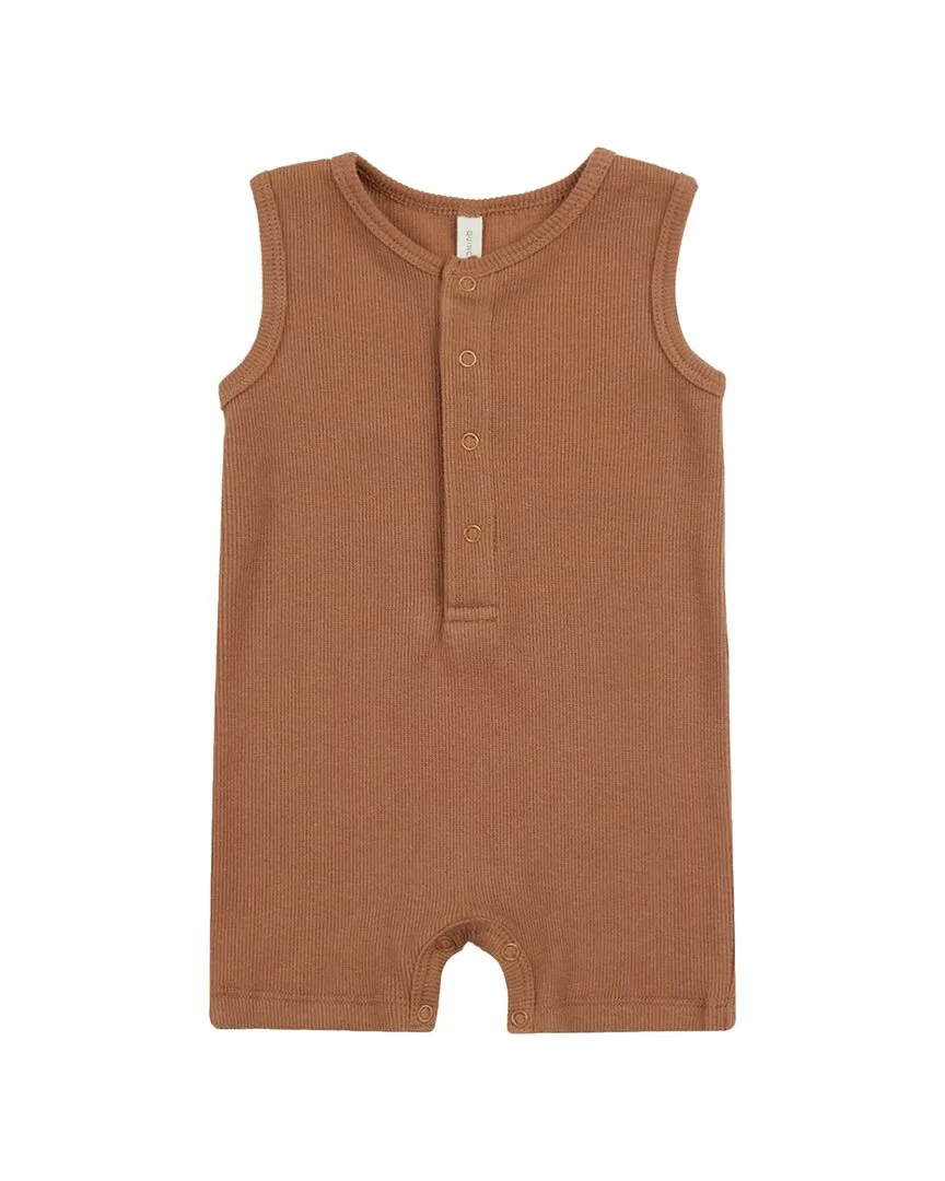 Ribbed Henley Romper by Quincy Mae