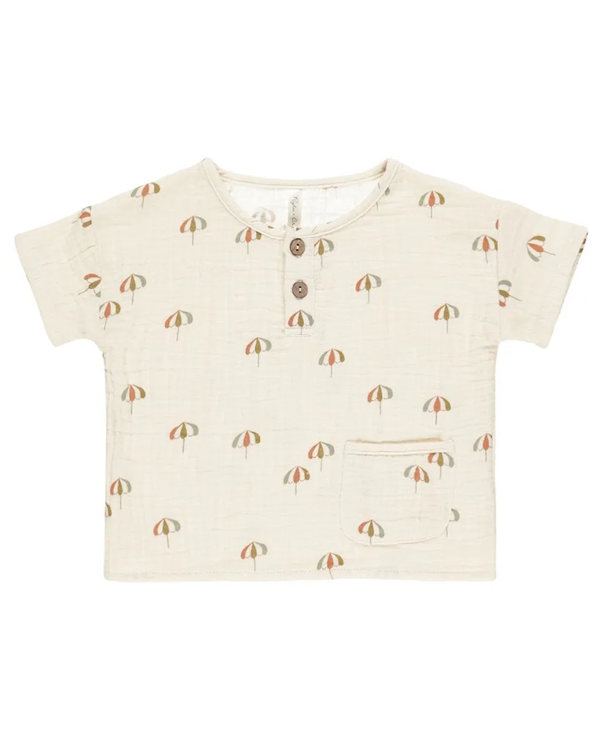 Rylee + Cru Collective Woven Henley T-Shirt by Rylee  Cru Collective