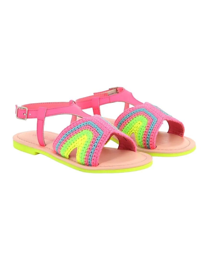Color Block Crochet Leather Sandal by Billieblush