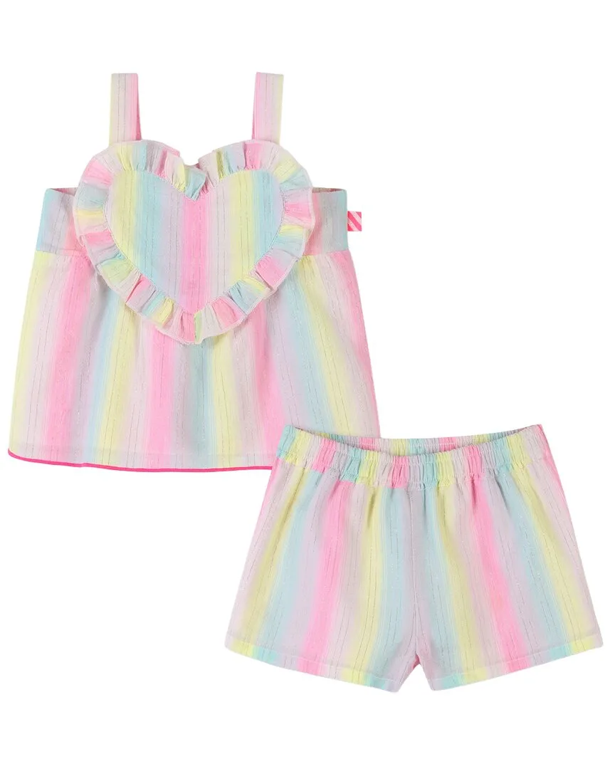2Pc Stripe Hearts Short Set by Billieblush