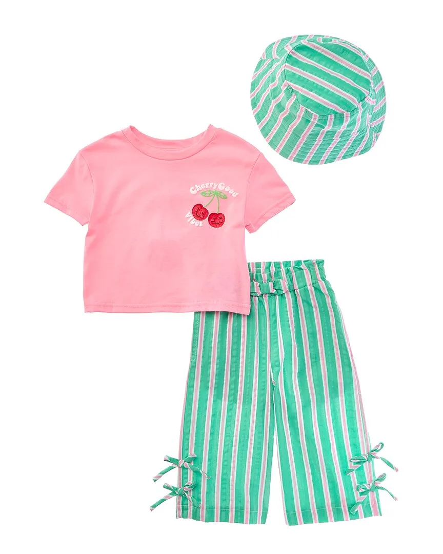 3Pc Cherry Good Seersucker Capri Set by Freestyle