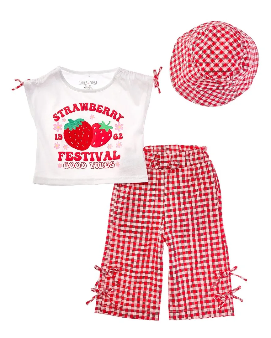 3Pc Strawberry Festival Seersucker Capri Set by Freestyle