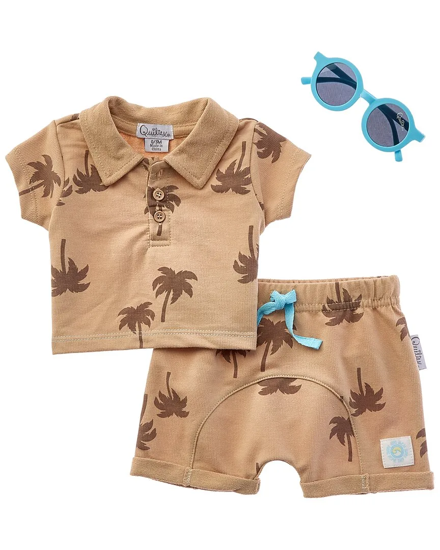 Surfs Up 2Pc Polo Shirt & Short Set by Quiltex