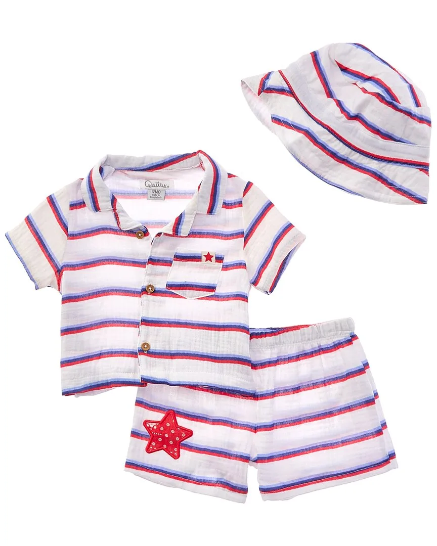 3Pc Stars & Stripes Top & Short Set by Quiltex