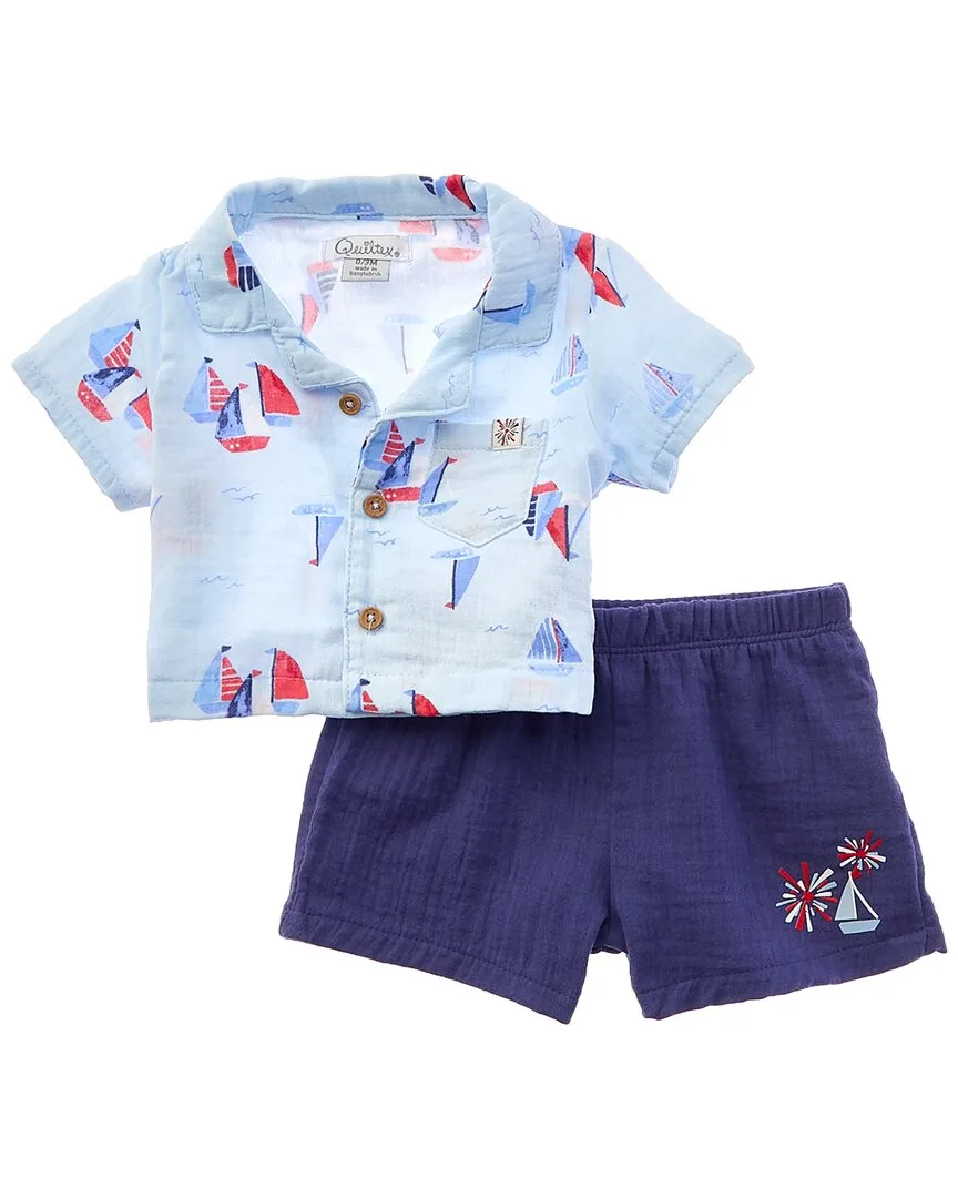 Sailboats 2Pc Top & Short Set by Quiltex