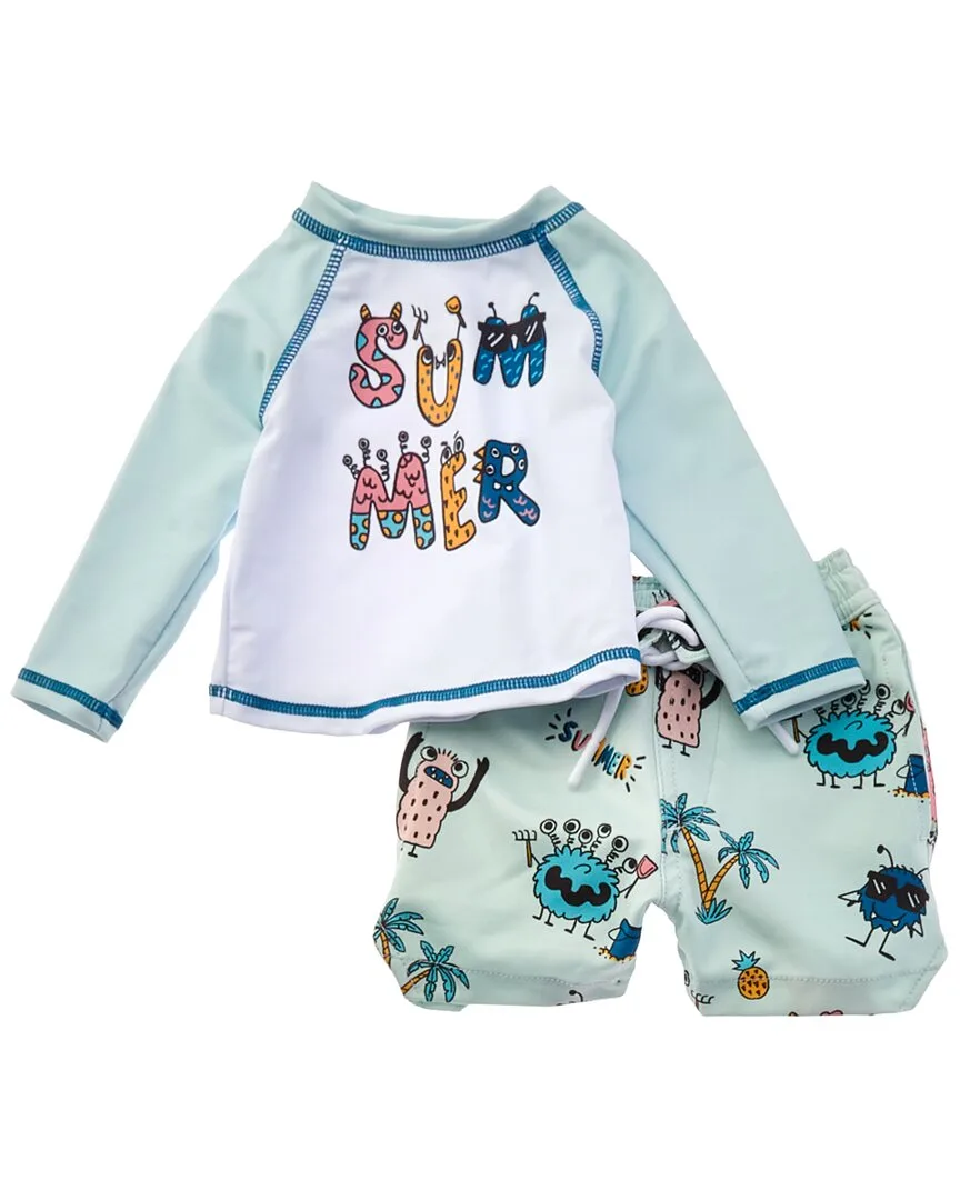 2Pc Rashguard Top & Disruptor Swim Trunk Set by Sovereign Code