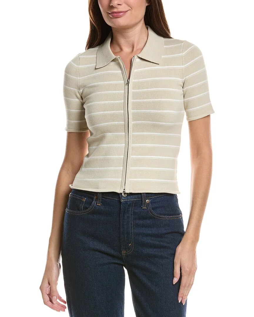 Leanne Stripe Zip Polo Top by rag & bone