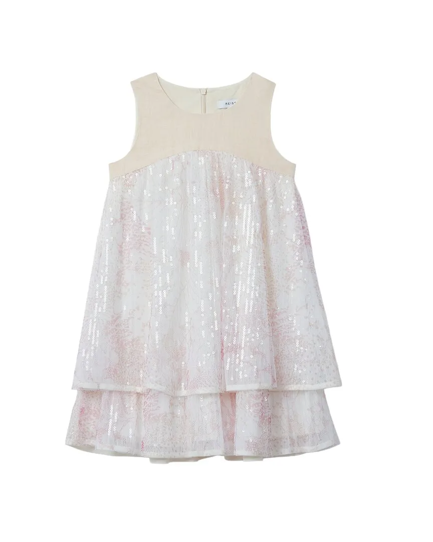 Daisy Linen Sequin Layered Dress by Reiss