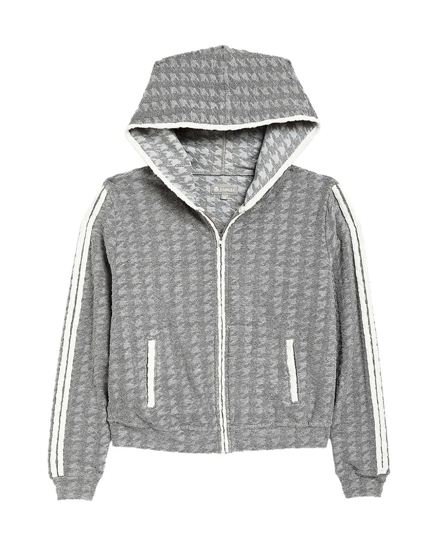 Embossed Houndstooth French Terry Hoodie by Tractr