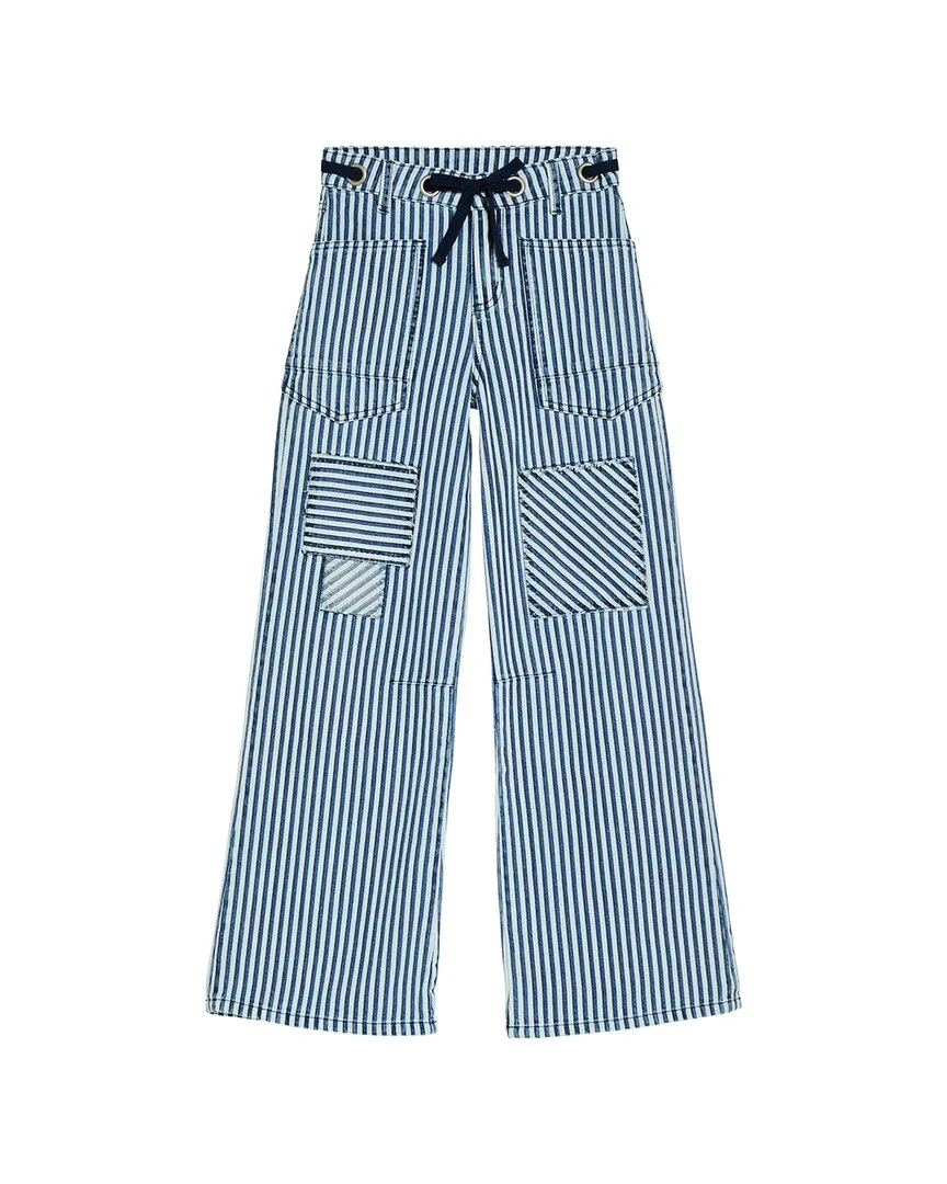 Grommet Waist Patched Wide Leg Pant by Tractr