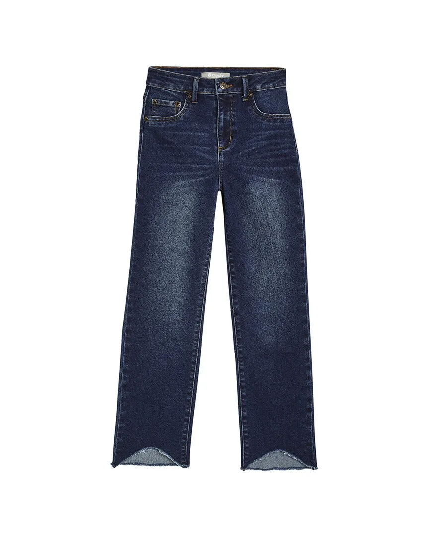 Slim Straight Ankle Crop Pant with Rounded Fray by Tractr