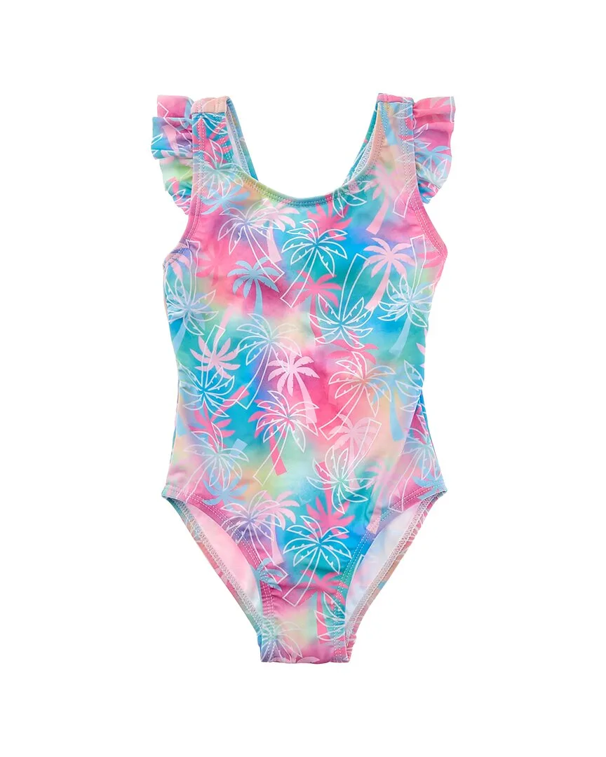 One Piece Pink Tropical Palms Swimsuit by Flap Happy