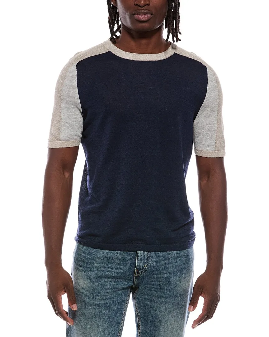 Colorblock Saddle Linen-Blend T-Shirt by Autumn Cashmere