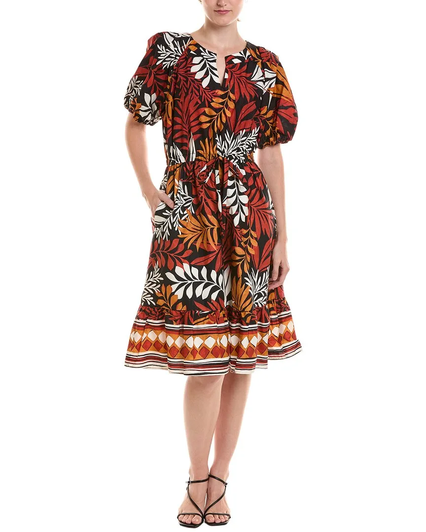 Tiered Puff Sleeve V-Neck Dress