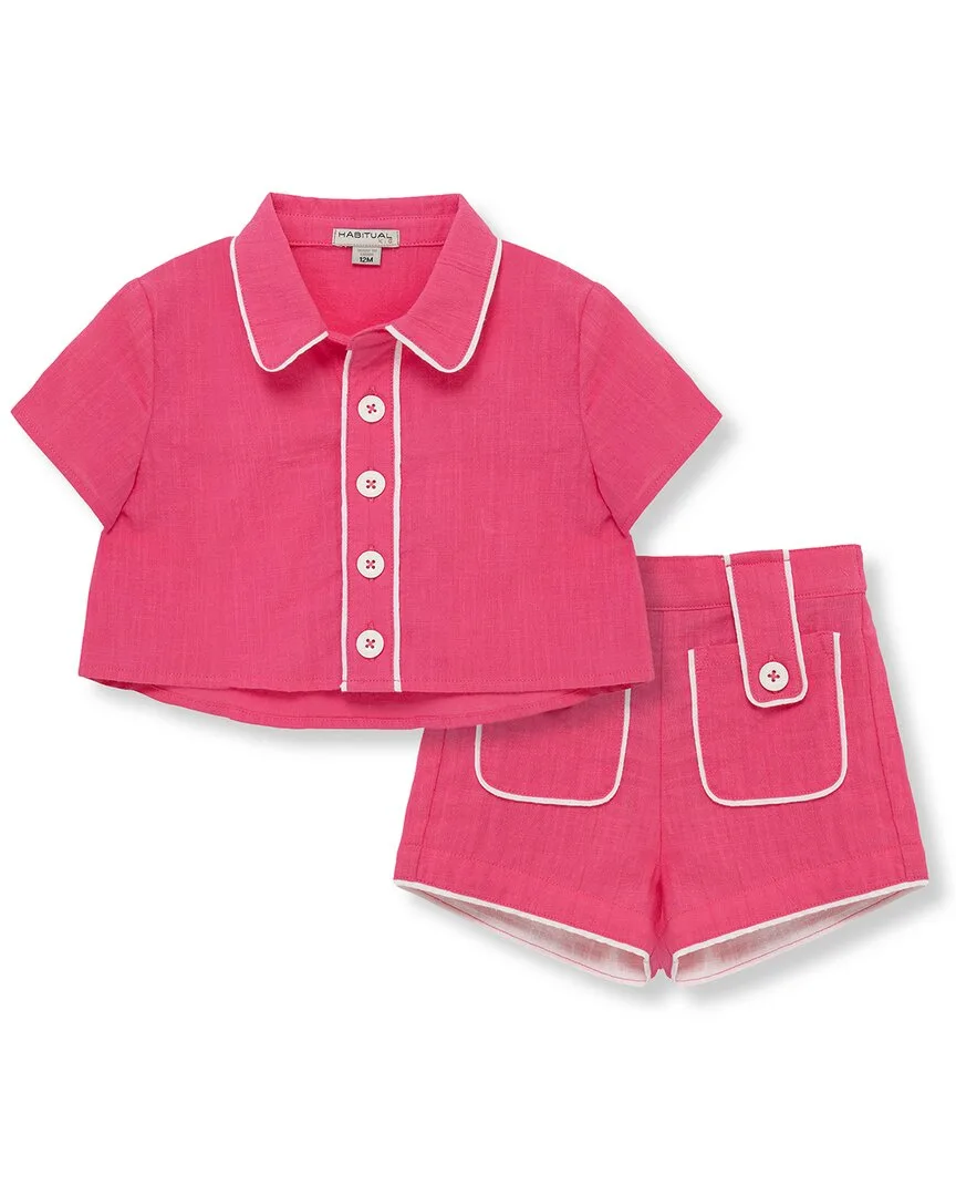 2Pc Piped Short Set by Habitual