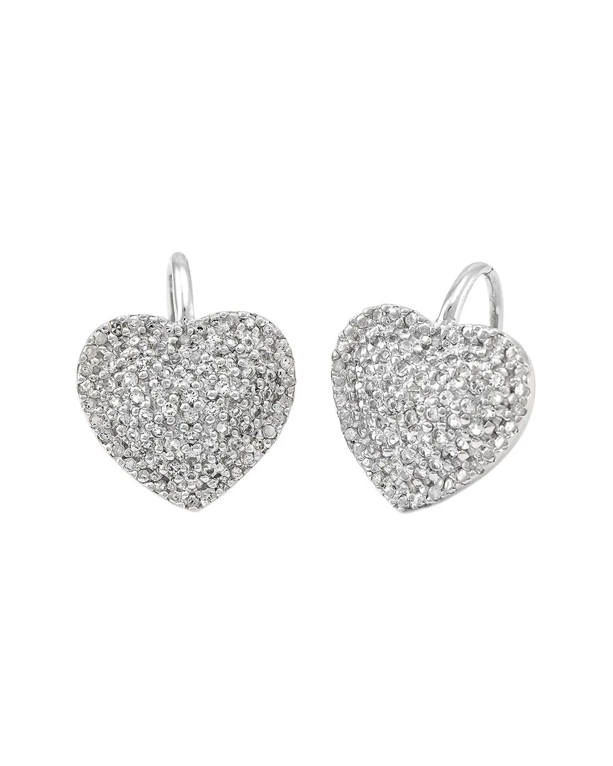 Silver 0.65 ct. tw. Diamond & White Topaz Heart Earrings