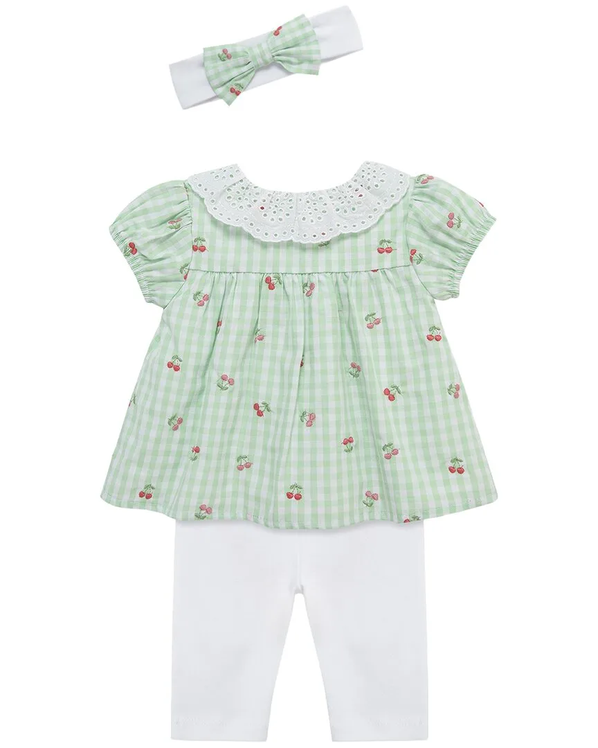Cherry Check Set Headband by Little Me