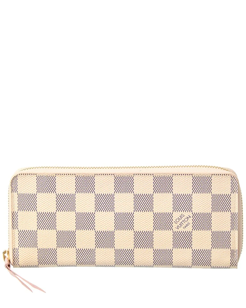 White Damier Azur Coated Canvas Clemence Wallet (authentic Pre-Loved) by Louis Vuitton