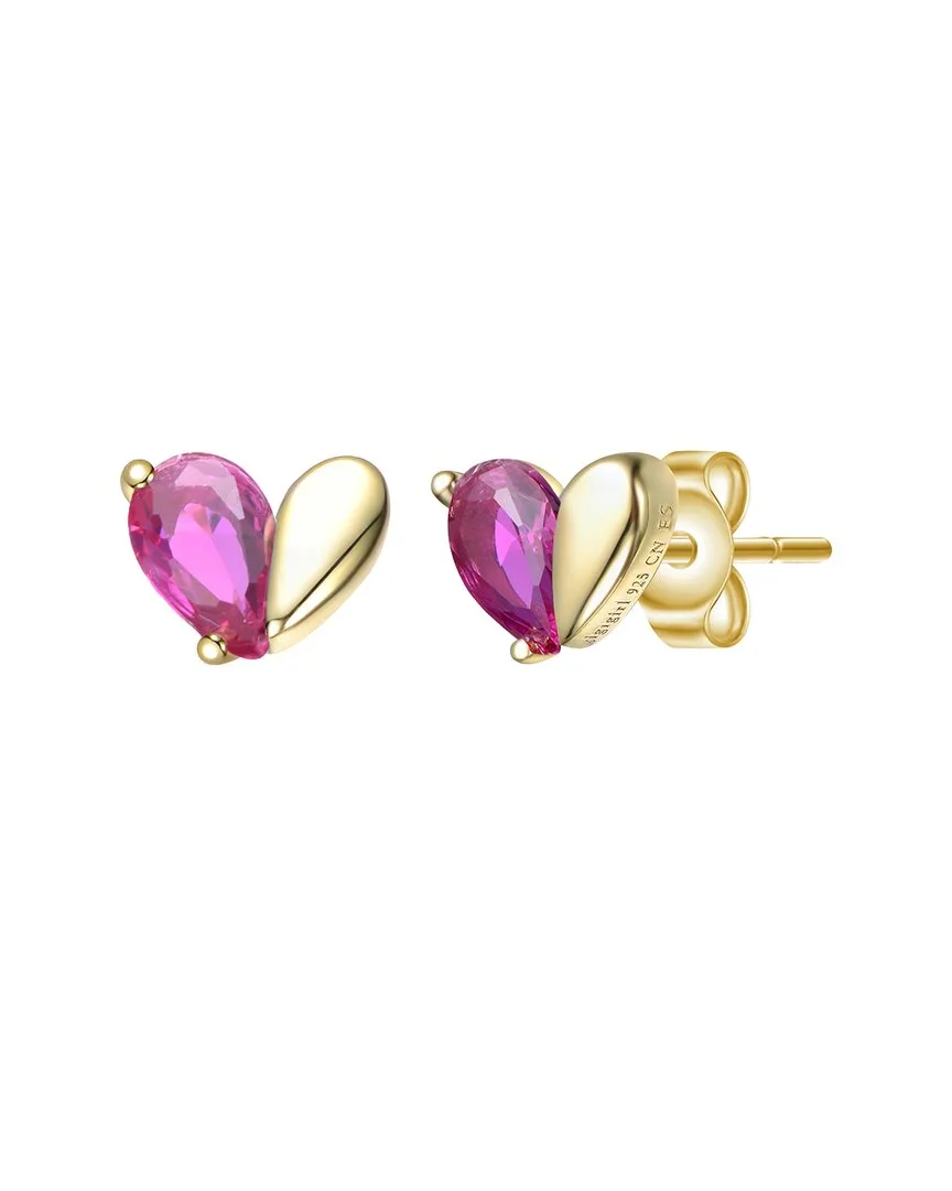 14K-Plated Sterling Silver Cz Heart Earrings by Gigigirl