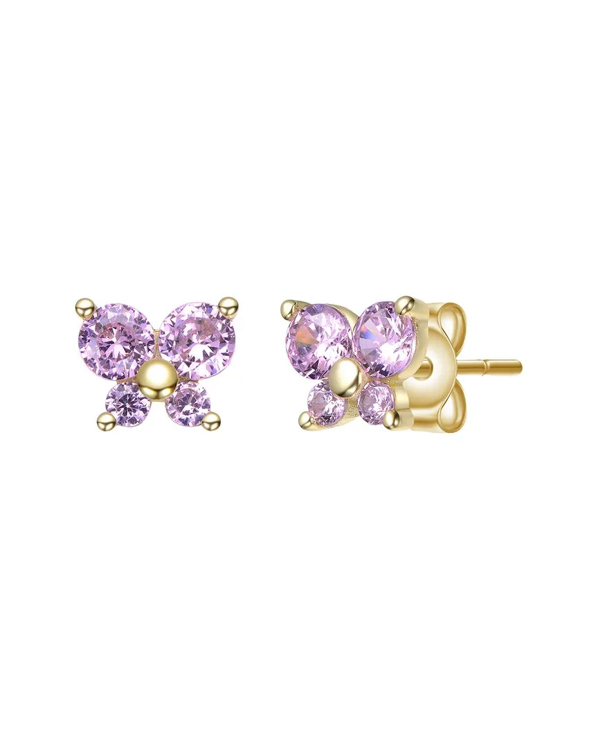 14K-Plated Sterling Silver Cz Butterfly Earrings