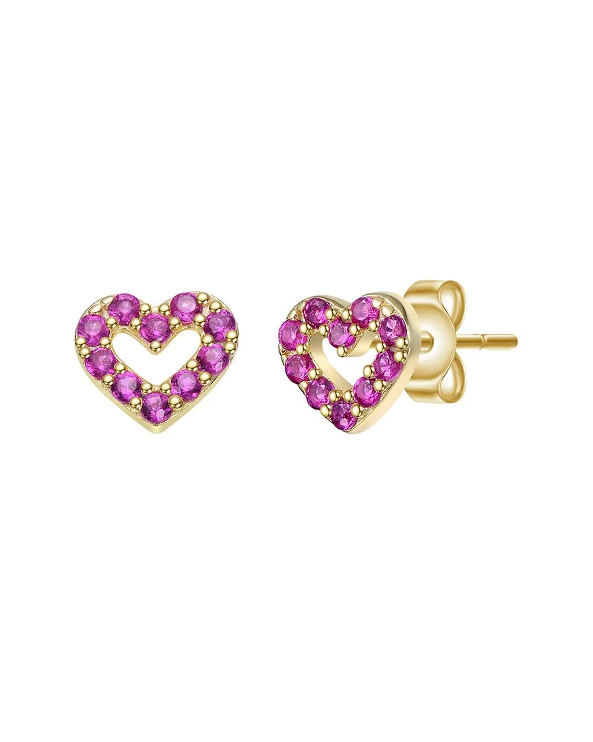 14K-Plated Cz Pave Heart Earrings