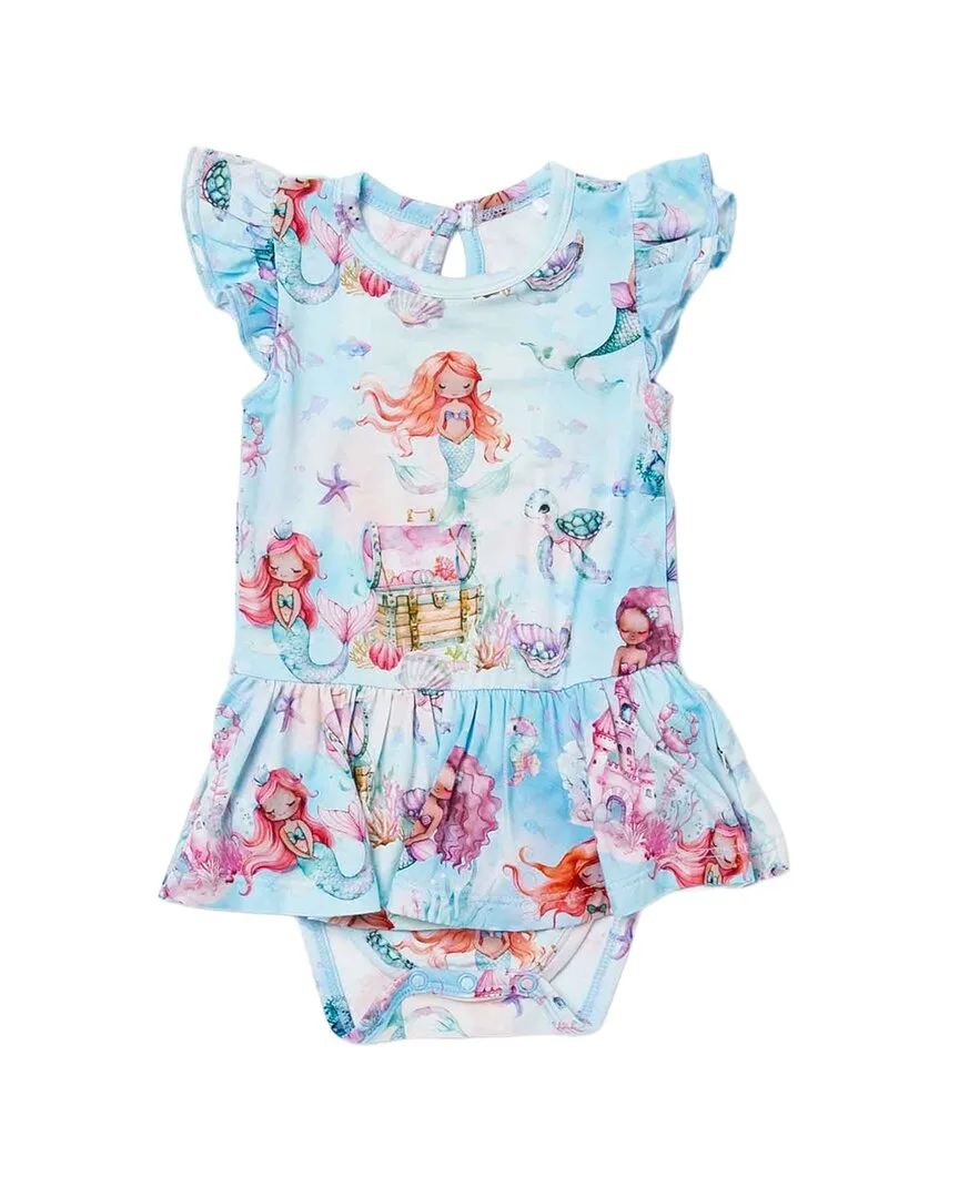 Mermaid to Be Cap Sleeve Ruffle Dress by Bums & Roses